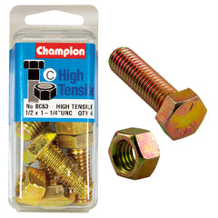 Champion - Hex Set Screws & Nuts - High Tensile - 1/2" x 1 - 1/4" - UNC - Grade 5 | BC63