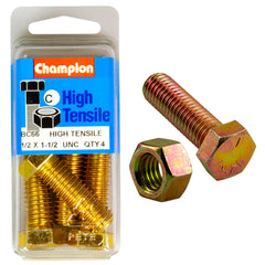 Champion - HEX BOLTS & NUTS - HIGH TENSILE - 1/2" x 1-1/2" - UNC - GRADE 5 | BC65