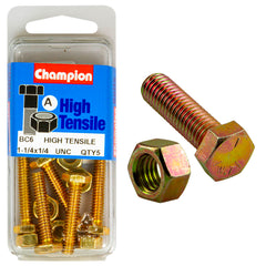 Champion - Hex Set Screws & Nuts - High Tensile - 1/4" x 1 - 1/4" - UNC - Grade 5 | BC6