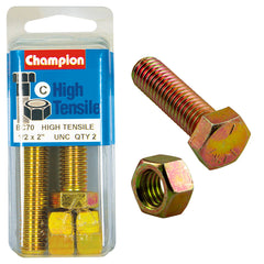 Champion - Hex Set Screws & Nuts - High Tensile - 1/2" x 2" - UNC - Grade 5 | BC70