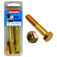 Champion - HEX BOLTS & NUTS - HIGH TENSILE - 1/2" x 3-1/2" - UNC - GRADE 5 | BC75