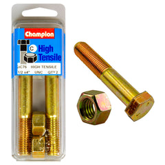 Champion - HEX BOLTS & NUTS - HIGH TENSILE - 1/2" x 4" - UNC - GRADE 5 | BC76
