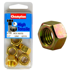 Champion - Hex Plain Nuts - 1/2" - UNC - Class 5 | BC81