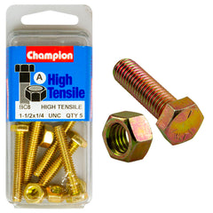 Champion - Hex Set Screws & Nuts - High Tensile - 1/4" x 1 - 1/2" - UNC - Grade 5 | BC8