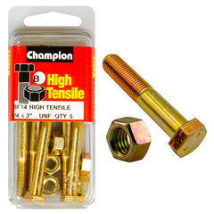 Champion - HEX BOLTS & NUTS - HIGH TENSILE - 1/4" x 3" - UNF - GRADE 5 | BF14