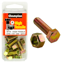 Champion - Hex Set Screws & Nuts - High Tensile - 5/16" x 3/4" - UNF - Grade 5 | BF15