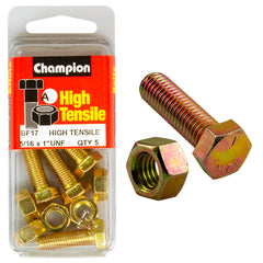 Champion - Hex Set Screws & Nuts - High Tensile - 5/16" x 1" - UNF - Grade 5 | BF17