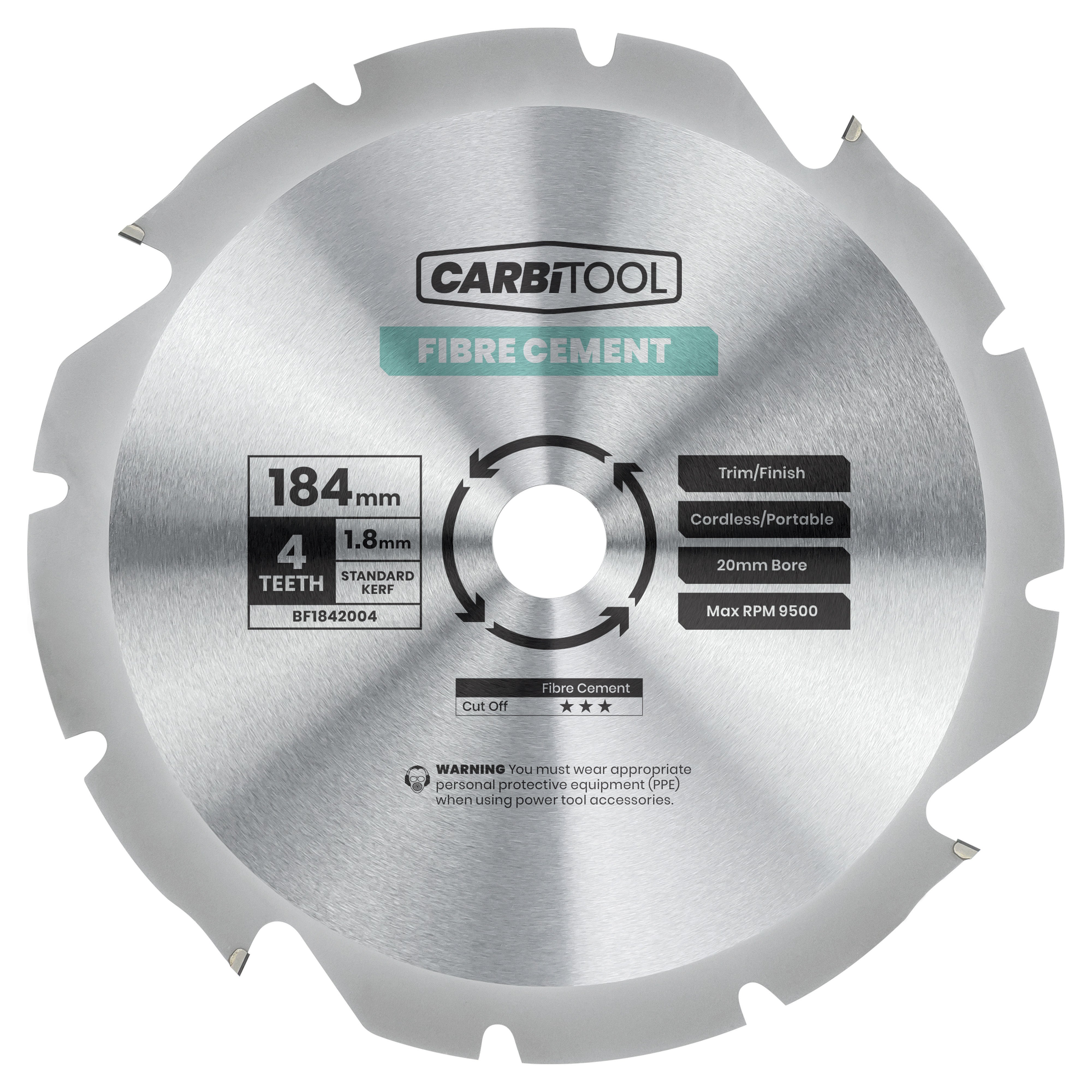 Carbitool - Blade Circular Saw 4T Arbor 20mm Fibre Cement 184mm | BF1842004