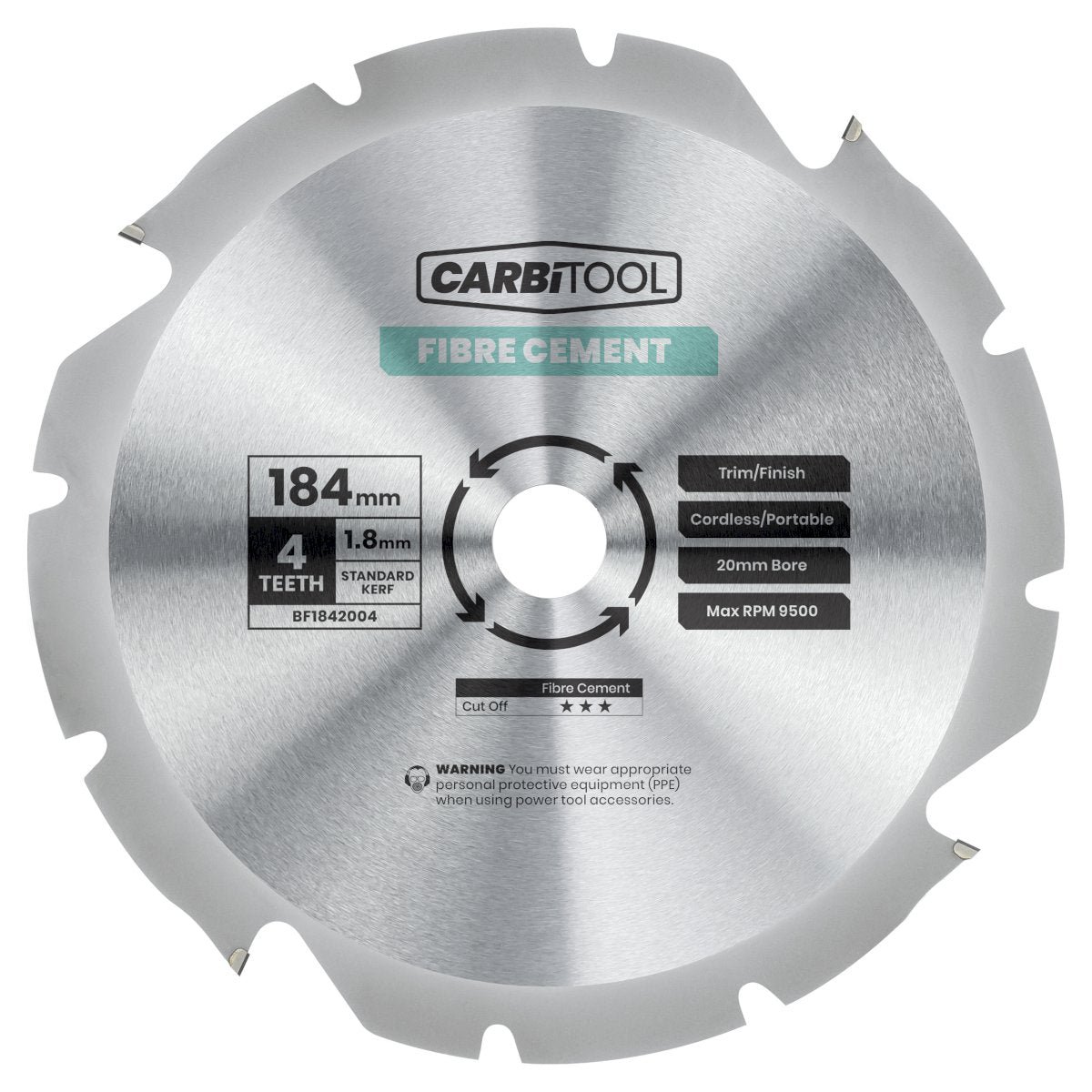 Carbitool - Blade Circular Saw 4T Arbor 20mm Fibre Cement 184mm | BF1842004