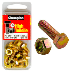 Champion - Hex Set Screws & Nuts - High Tensile - 1/4" x 1/2" - UNF - Grade 5 | BF1