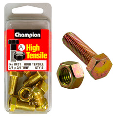 Champion - Hex Set Screws & Nuts - High Tensile - 3/8" x 3/4" - UNF - Grade 5 | BF31