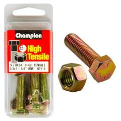 Champion - Hex Set Screws & Nuts - High Tensile - 3/8" x 1 - 1/4" - UNF - Grade 5 | BF34