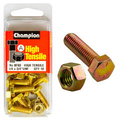 Champion - Hex Set Screws & Nuts - High Tensile - 1/4" x 3/4" - UNF - Grade 5 | BF3