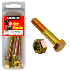Champion - HEX BOLTS & NUTS - HIGH TENSILE - 3/8" x 3-1/2" - UNF - GRADE 5 | BF45