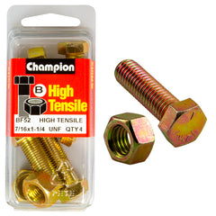 Champion - Hex Set Screws & Nuts - High Tensile - 7/16" x 1 - 1/4" - UNF - Grade 5 | BF52