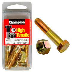 Champion - HEX BOLTS & NUTS - HIGH TENSILE - 7/16" x 1-1/2" - UNF - GRADE 5 | BF55