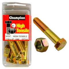 Champion - HEX BOLTS & NUTS - HIGH TENSILE - 7/16" x 2" - UNF - GRADE 5 | BF57