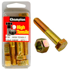 Champion - HEX BOLTS & NUTS - HIGH TENSILE - 7/16" x 2-1/2" - UNF - GRADE 5 | BF58