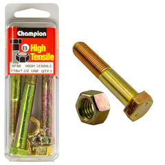 Champion - HEX BOLTS & NUTS - HIGH TENSILE - 7/16" x 3-1/2" - UNF - GRADE 5 | BF60