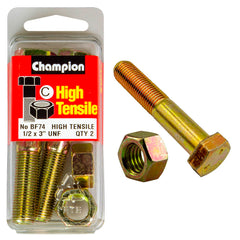 Champion - HEX BOLTS & NUTS - HIGH TENSILE - 1/2" x 3" - UNF - GRADE 5 | BF74