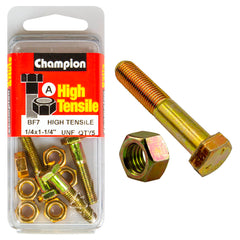 Champion - HEX BOLTS & NUTS - HIGH TENSILE - 1/4" x 1-1/4" - UNF - GRADE 5 | BF7