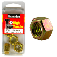 Champion - Hex Plain Nuts - 1/2" - UNF - Class 5 | BF81