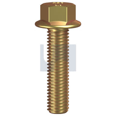 Hobsons - M5 x 25 - Yellow Passivate JIS B1189 Type 2 Flanged Hex Bolt No Serr Af08 - Zinc - Class 8.8 | BF88Y
