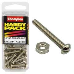 Champion - MACHINE SCREWS & NUTS-PAN-SLOT-6/40" x 3/4"-NICKEL PLATED | BH077