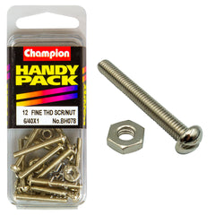 Champion - MACHINE SCREWS & NUTS-PAN-SLOT-6/40" x 1"-NICKEL PLATED | BH078
