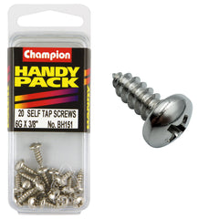 Champion - SELF TAPP SCREWS-PAN-PHILLIPS-3.5 x 9.5mm-NICKEL PLATED | BH151