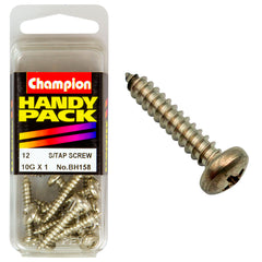 Champion - SELF TAPP SCREWS-PAN-PHILLIPS-4.8 x 25mm-NICKEL PLATED | BH158