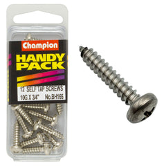 Champion - SELF TAPP SCREWS-PAN-PHILLIPS-4.8 x 19mm-NICKEL PLATED | BH165
