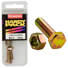 Champion - M6 x 16mm HEX SET SCREWS HIGH TENSILE 8.8 & M6 x 1.00mm HEX PLAIN NUTS CLASS 8 | BH252