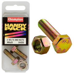 Champion - M8 x 20mm HEX SET SCREWS HIGH TENSILE 8.8 & M8 x 1.25mm HEX PLAIN NUTS CLASS 8 | BH255