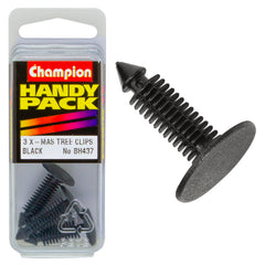 Champion - Xmas Tree Clips - Colour:black - Length:27mm - Stem Dia: 6.8mm - head:16mm | BH437