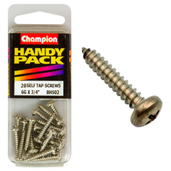 Champion - SELF TAPP SCREWS-PAN-PHILLIPS-3.5 x 19mm-NICKEL PLATED | BH502