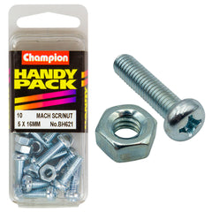 Champion - MACHINE SCREWS & NUTS-PAN-PHILLIPS-M5 x 16mm-ZINC PLATED | BH621