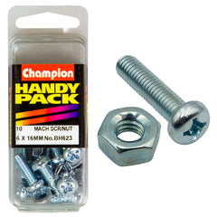 Champion - MACHINE SCREWS & NUTS-PAN-PHILLIPS-M6 x 16mm-ZINC PLATED | BH623