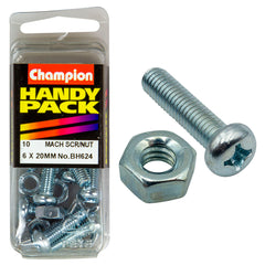 Champion - MACHINE SCREWS & NUTS-PAN-PHILLIPS-M6 x 20mm-ZINC PLATED | BH624