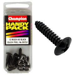 Champion - SELF TAPP SCREWS-MUSH-PHILLIPS-4.2 x 19mm-BLACK | BH753