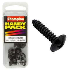 Champion - SELF TAPP SCREWS-MUSH-PHILLIPS-4.8 x 13mm-BLACK | BH755
