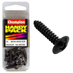 Champion - SELF TAPP SCREWS-MUSH-PHILLIPS-4.8 x 19mm-BLACK | BH756