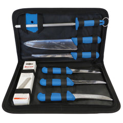 Starrett - BLUE HANDLED Starrett Eight Piece Professional Knife Set | BKK-8B