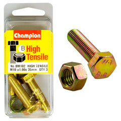 Champion - Hex Set Screws & Nuts - High Tensile - 10 x 35 1.00mm - Grade 8.8 | BM10
