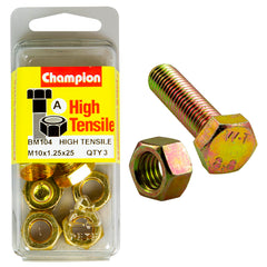 Champion - Hex Set Screws & Nuts - High Tensile - 10 x 25 1.25mm - Grade 8.8 | BM10