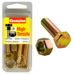 Champion - Hex Set Screws & Nuts - High Tensile - 10 x 35 1.25mm - Grade 8.8 | BM10