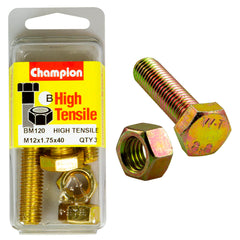 Champion - Hex Set Screws & Nuts - High Tensile - 12 x 40mm - Grade 8.8 | BM120