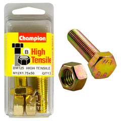 Champion - HEX BOLTS & NUTS - HIGH TENSILE - M12 x 50mm - GRADE 8.8 | BM125