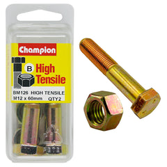 Champion - HEX BOLTS & NUTS - HIGH TENSILE - M12 x 60mm - GRADE 8.8 | BM126