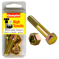 Champion - HEX BOLTS & NUTS - HIGH TENSILE - M12 x 70mm - GRADE 8.8 | BM131